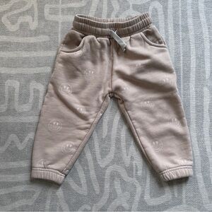 Little Bipsy Beige Smiley Joggers 2T-3T